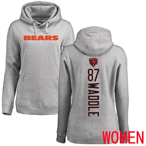 Chicago Bears Ash Women Tom Waddle Backer NFL Football #87 Pullover Hoodie Sweatshirts